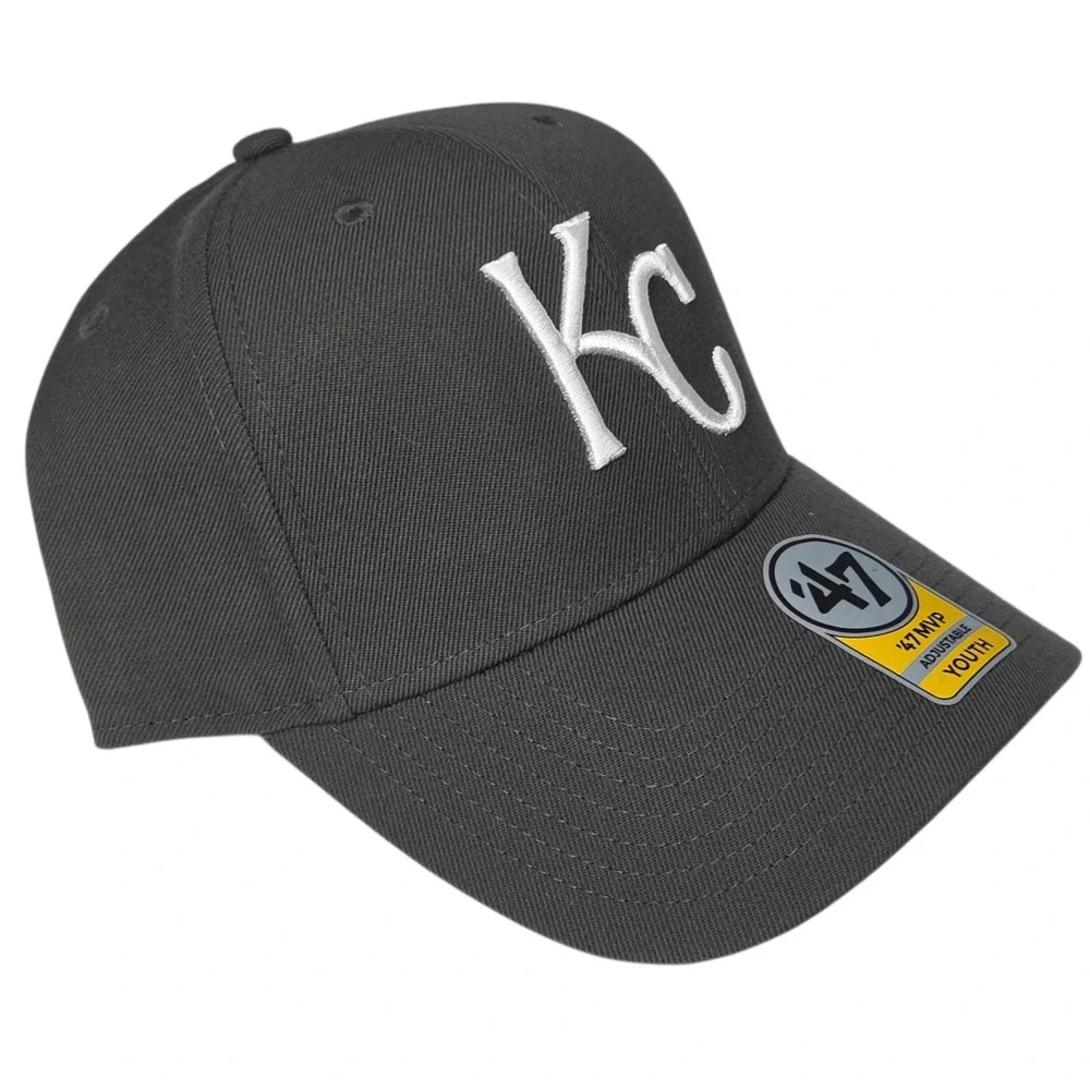 Kansas City Royals 47 Brand Hat YOUTH MVP Dark Gray Adjustable Cap‎ MLB New